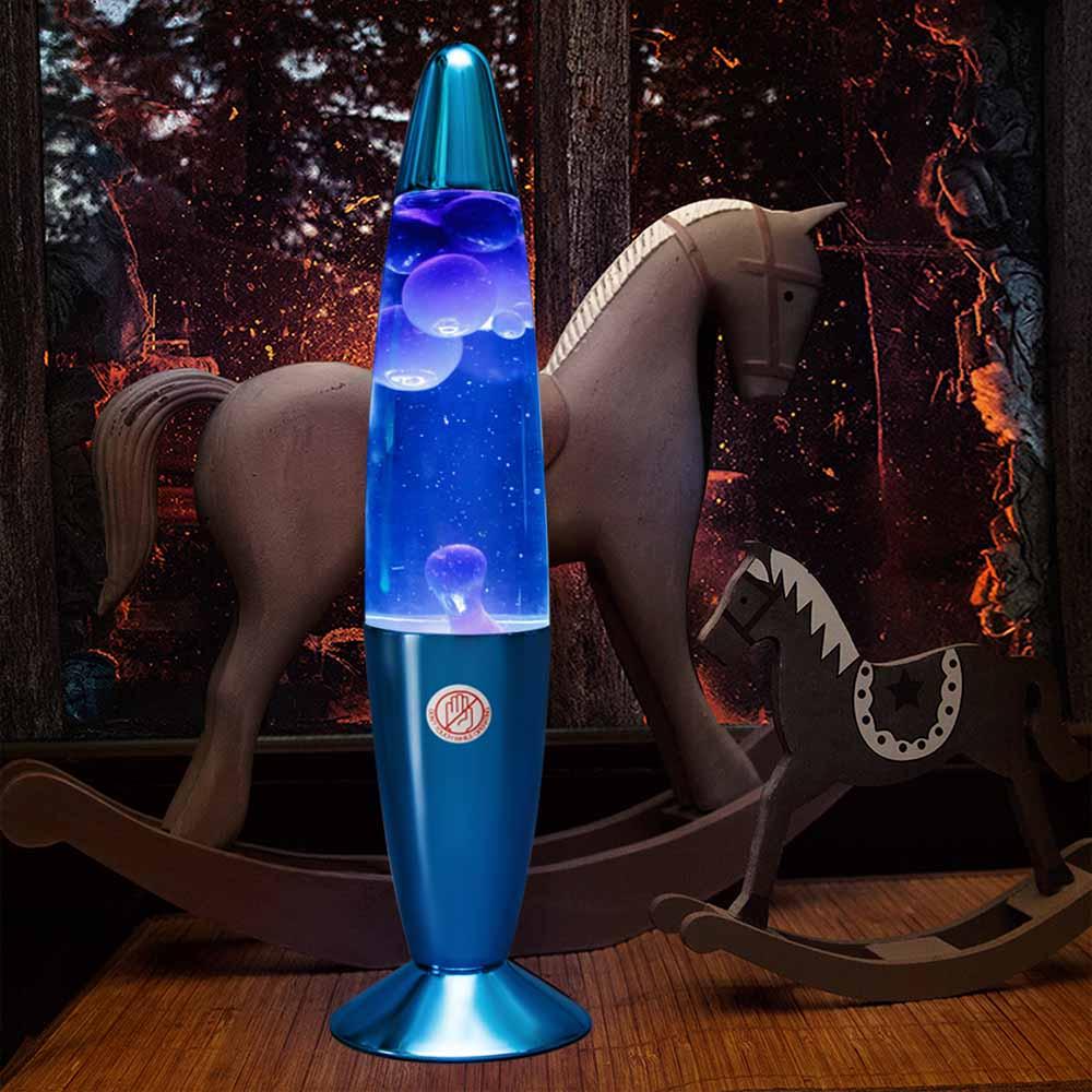 Лава лампа с воском в цветном корпусе 35 см Синяя - фото 3 - id-p90824251