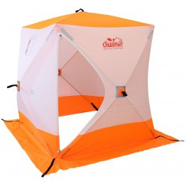 Палатка зимняя Следопыт КУБ 3 бело-оранжевая трехслойная (1.95х1.95х2.05 м) - фото 1 - id-p110742826