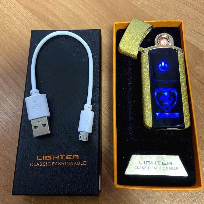Зажигалка электронная USB «Ferrari» золотистая матовая - фото 1 - id-p110745620