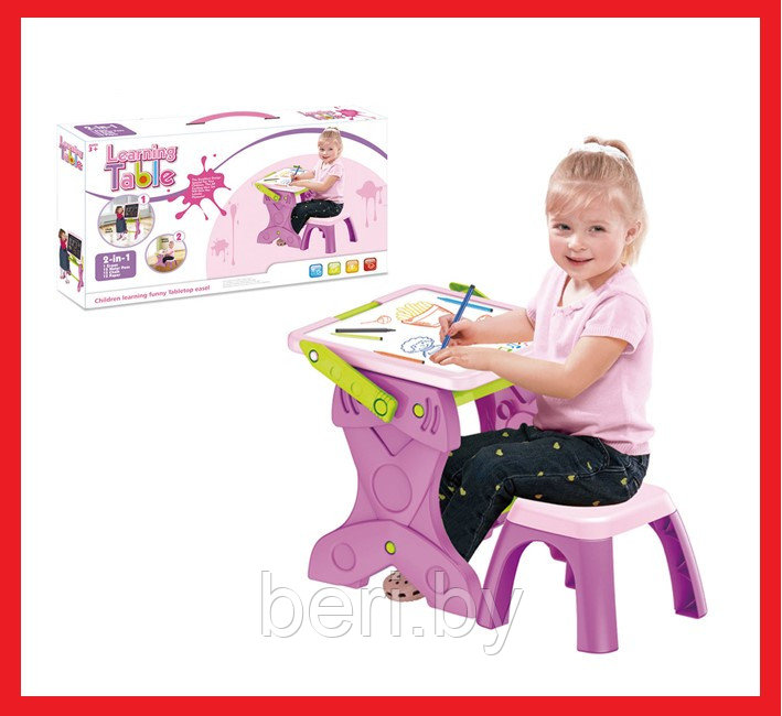 YM883 Комплект детской мебели Стол,парта со стульчиком и мольберт, 3 в 1,  для рисования и обучения