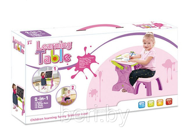 YM883 Комплект детской мебели Стол,парта со стульчиком и мольберт, 3 в 1, для рисования и обучения - фото 3 - id-p110753719
