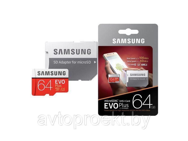 Карта памяти microSDXC 64gb Samsung EVO Plus 4k - фото 1 - id-p110764377