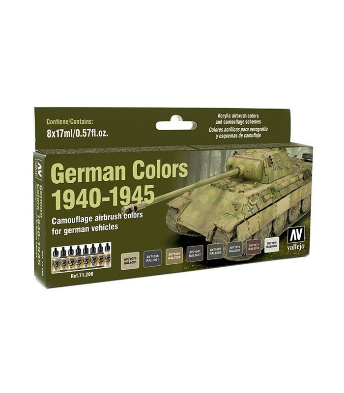 Набор акриловых красок для сборных моделей AFV GERMAN COLORS 1940-1945, 8х17мл, Vallejo - фото 1 - id-p87168329