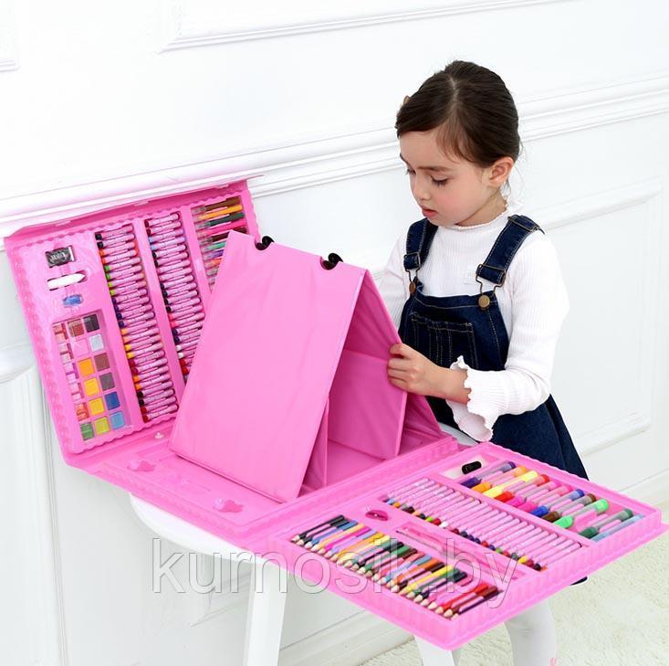 Набор юного художника с мольбертом (208 предметов) в чемоданчике Розовый - фото 2 - id-p110769942