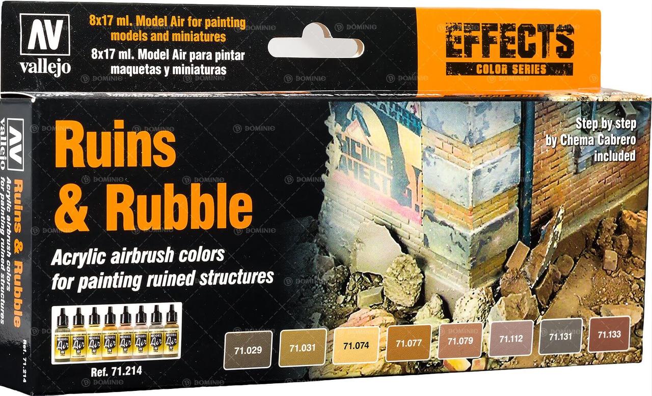 Набор акриловых красок для моделизма RUINS & RUBBLE, 8х17мл, Vallejo