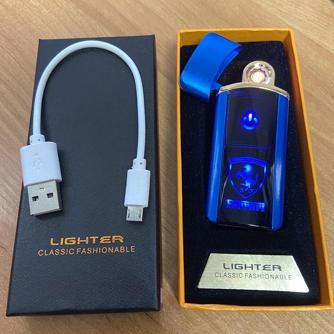 Зажигалка электронная USB «Ferrari» синий глянец - фото 1 - id-p110771371