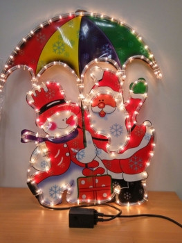 LSRM-6082 Фигура Дед Мороз и снеговик с зонтиком 65х55 см. для улицы/помещений - фото 1 - id-p84791625