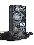 Перчатки 100шт/уп. BENOVY нитриловые, неопудренные, текстурир. на пальцах, черные, 3,5г. размер: M,L., фото 2