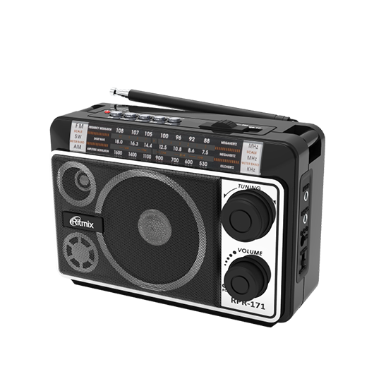 Радиоприёмник Ritmix RPR-171, FM/AM/SW, USB, MicroSD, выход на наушники, аккумулятор, сеть 220В