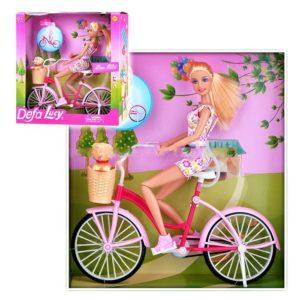 Кукла Defa на велосипеде с собачкой, кукла 30 см, арт.8276