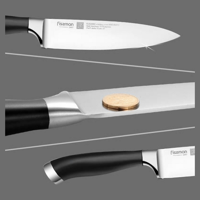 2467 FISSMAN Поварской нож ELEGANCE 15 см (X50CrMoV15 сталь) - фото 3 - id-p97160157