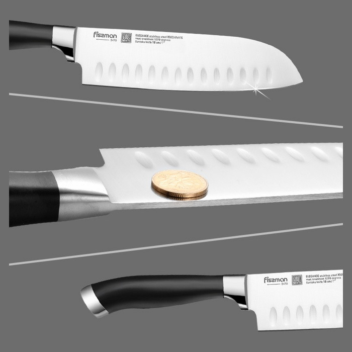 2470 FISSMAN Сантоку нож ELEGANCE 18 см (X50CrMoV15 сталь) - фото 3 - id-p97160159