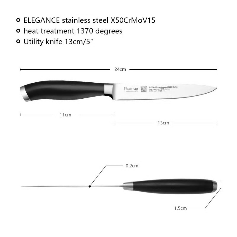 2473 FISSMAN Универсальный нож ELEGANCE 13 см (X50CrMoV15 сталь) - фото 2 - id-p97160161