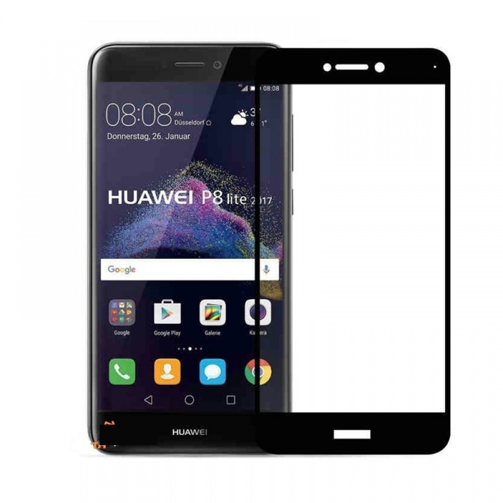 Защитное стекло Full-Screen Huawei P8 lite 2017 / Pra-La1 черный (5D-9D полная проклейка) - фото 2 - id-p110973029
