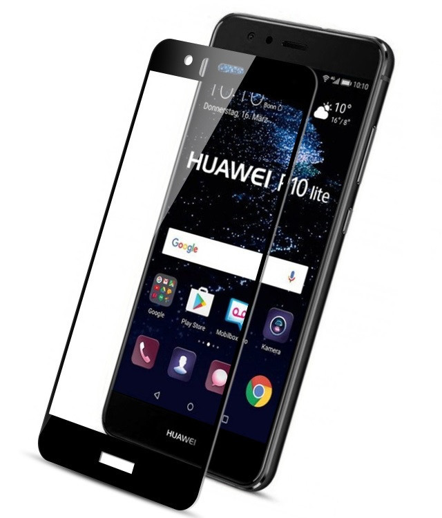 Защитное стекло Full-Screen для Huawei P10 lite черный (5d-9d полная проклейка) - фото 2 - id-p110973039