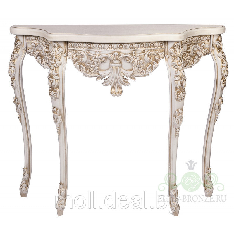 Консольный стол "Версаль" средний 960 х 812 х 345цвет "Слоновая кость с золотой патиной" - фото 1 - id-p110681747