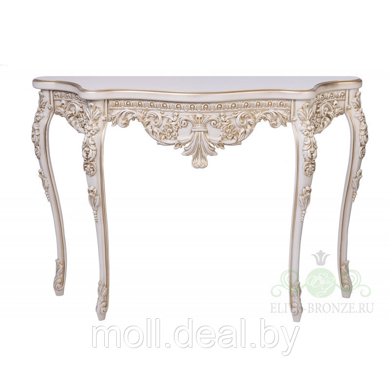 Консольный стол "Версаль" 1140 х 812 х 345цвет "Слоновая кость с золотой патиной"