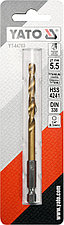 Сверло по металлу HSS-TiN 5,5мм с хвостовиком HEX "Yato" YT-44763, фото 2