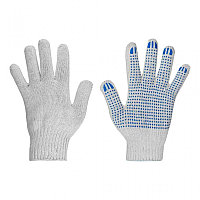 Перчатки рабочие, трикотажные х/б белые 10 класс "ЗИМА", двойные с ПВХ покрытием