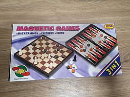 Настольная игра 3 В 1 ШАХМАТЫ, ШАШКИ, НАРДЫ (магнитное поле), арт.9831