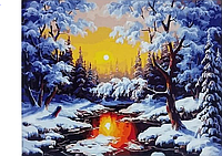 Рисование по номерам "Зима в лесу" картина