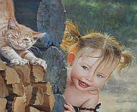 Рисование по номерам "Девочка и кот" картина