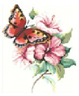 Алмазная мозаика "Бабочка на цветах" на подрамнике - фото 1 - id-p111007226