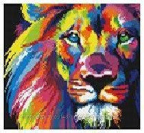 Алмазная мозаика "Радужный лев" на подрамнике - фото 1 - id-p111007230