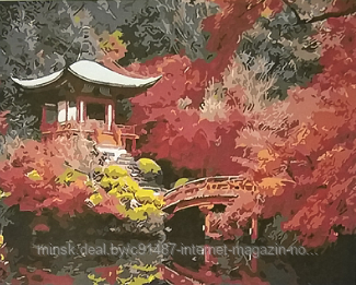 Рисование по номерам "Храм и сакура" картина - фото 1 - id-p111007248
