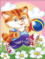 Картина "Кот и мячь" рисование по номерам