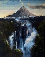 Рисование по номерам "Вулкан и водопад" картина