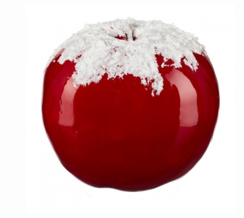 Яблоко декор. заснеженное,20см, красный/белый - фото 1 - id-p110660888