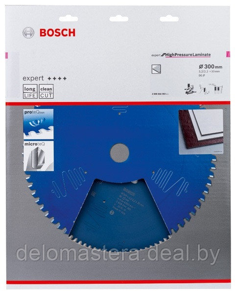 Пильный диск 300х30 мм 96 зуб. по ламинату EXPERT FOR HIGH PRESSURE LAMINATE BOSCH (твердоспл. зуб) 2608644362