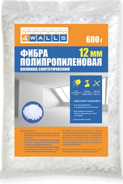 Фибра полипропиленовая, RS 12 мм. для бетона/стяжки 600гр: продажа ...