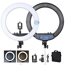 Кольцевая светодиодная лампа для профессиональной съемки Д-45 см на штативе 2,2 метра + держатель телефона, фото 3