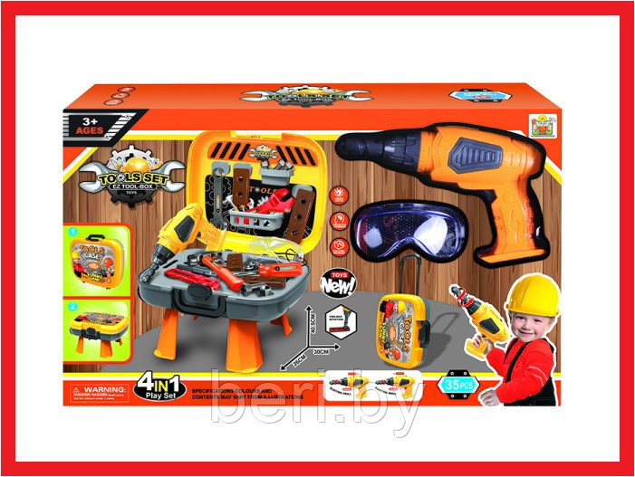 36778-71 Набор инструментов детский в чемоданчике, 35 предметов, дрель ...
