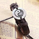 Кожаный браслет "Инь Янь". Регулируемый размер, фото 2