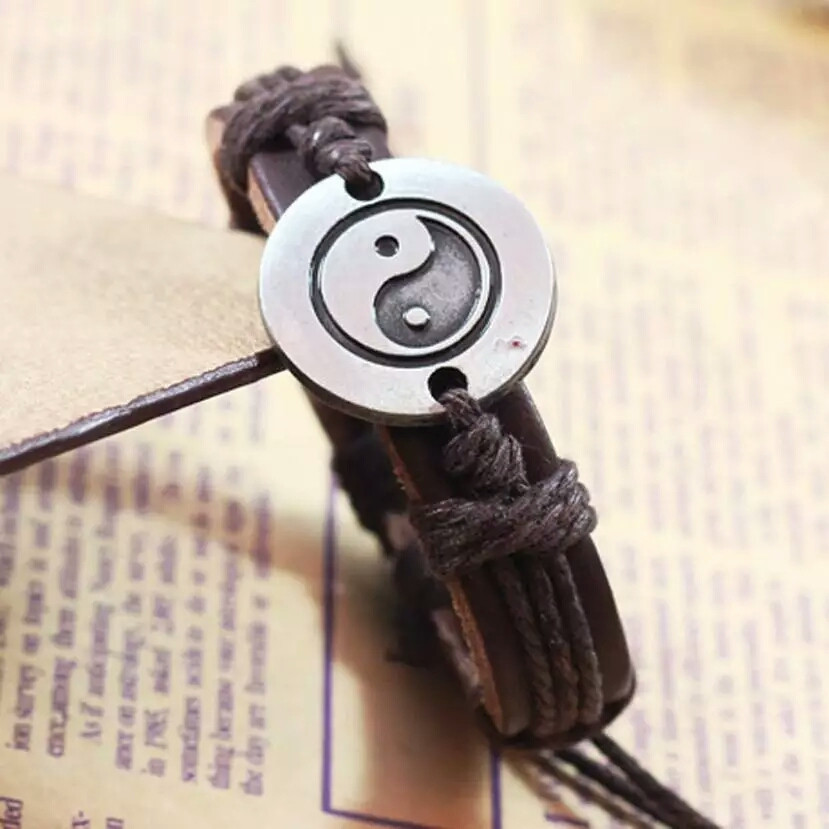Кожаный браслет "Инь Янь". Регулируемый размер - фото 2 - id-p78849728