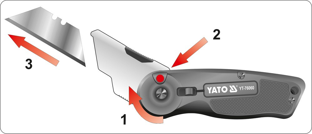 Нож с выдвижным трапециевидным лезвием, YATO - фото 8 - id-p111051122