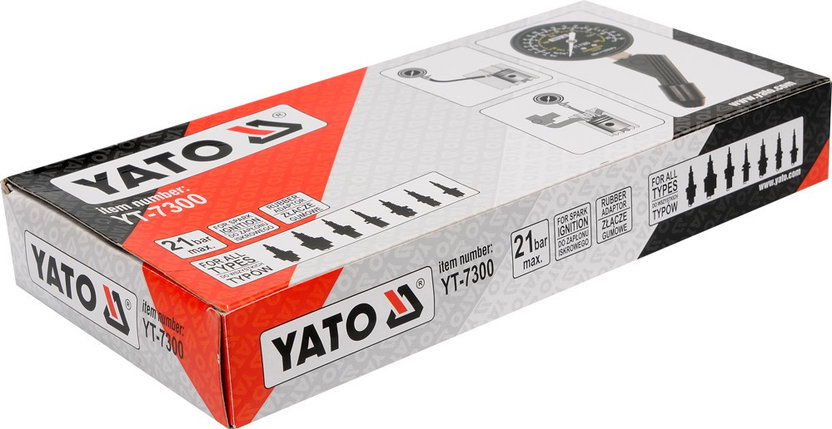 Компрессометр для бензиновых двигателей прижимной YATO YT-7300, фото 2