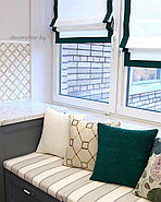 Белые римские шторы с зеленым кантом, фото 2