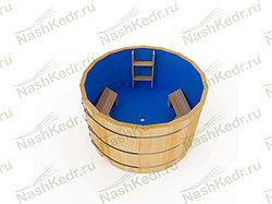 Купель круглая из кедра с пластиковой вставкой (h120/d150/4 см) (5358)