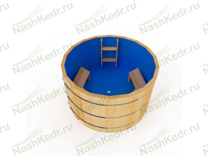 Купель круглая из кедра с пластиковой вставкой (h120/d150/4 см) (5358) - фото 1 - id-p111073597