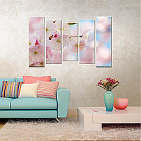 Модульные картины "Ветка японской вишни с цветением". Любое изображение и размер. Подбор дизайнера в интерьер.
