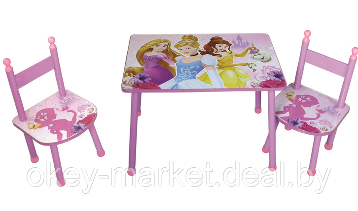 Журнальный столик со стульями для детей принцессы диснея 8976, фото 2