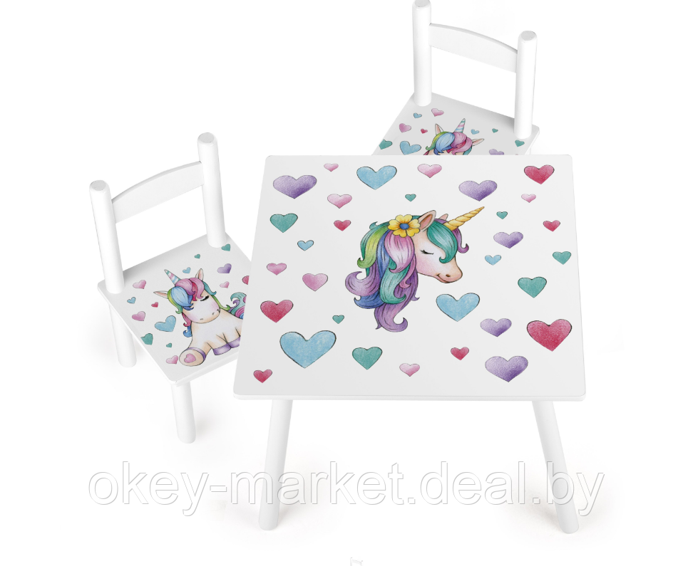 Журнальный столик со стульями для детей Unicorn 244162J - фото 1 - id-p111091052