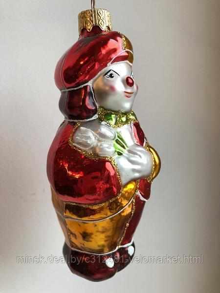 Стеклянная игрушка на елку "КЛОУН" в красной шляпке 12,5 см - фото 2 - id-p111092485