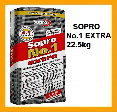 Клей для плитки Sopro Сопро №1 Экстра, 22,5 кг, высокоэластичный