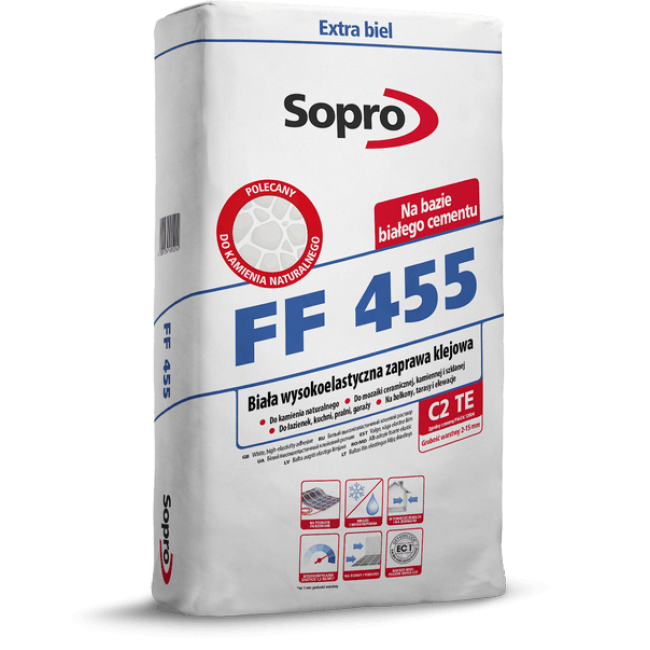 Клей Сопро Sopro FF 455, 25 кг, белый, для плитки