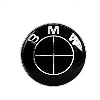Эмблема BMW 74мм черная (серебристая основа)